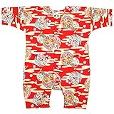 【まりとかすみ・赤】 お祭りロンパース 赤ちゃん用 お祭り衣装　男女兼用 義若オリジナル商品