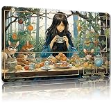 Malqiqi MTGプレイマット 無料収納バッグ付き - MTGゲームマット 24 x 14インチ TCG カード用ボードゲームマット (マジカルガール-補助戦闘)