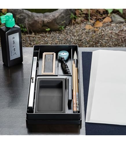 Amazon | 書道セット/習字セット お道具箱書道セット(本石硯入り