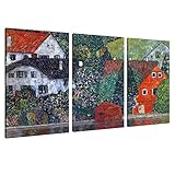 Alonlineアート – Houses at Unterachグスタフ・クリムト額入りのコットンキャンバスホーム装飾壁アート博物館品質フレームをハングアップする準備フレーム 36"x24" - 91
