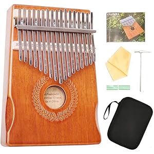 カリンバ 17 キー Kalimba 親指ピアノ マホガニー製 樹色アフリカ楽器 指オルゴール【付属品がそろっている…