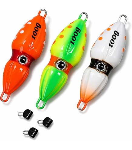 Amazon | 夜釣り イカ型オモック 60g 3個セット タイラバシンカー