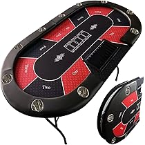 ポーカーテーブル 折りたたみ 10人対応 最大500枚チップラック付（レッド） TiltPlay ポーカーテーブル 折りたたみ 10人対応 家庭用 業務用 最大