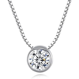 SXT.YUME ネックレス スワロフスキー ジルコニア採用 金属アレルギー対応 シルバー925 一粒 レディース 覆輪留め 0.5ct(5mm) スライドアジャスター 48cm 記念日 プレゼント ギフトボックス付き