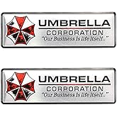 Generic ２個 傘 アンブレラ エンブレム ３Ｄメタル 車のステッカー エンブレムバッジデカール トラック、SUV、RV、小型オートバイ適す (白)