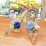 [florence du]プリザーブドフラワー プリンセスハイヒール 2足セット ブルー クリアケース付 ガラスの靴 婚約 プロポーズ 結婚祝い 結婚記念日