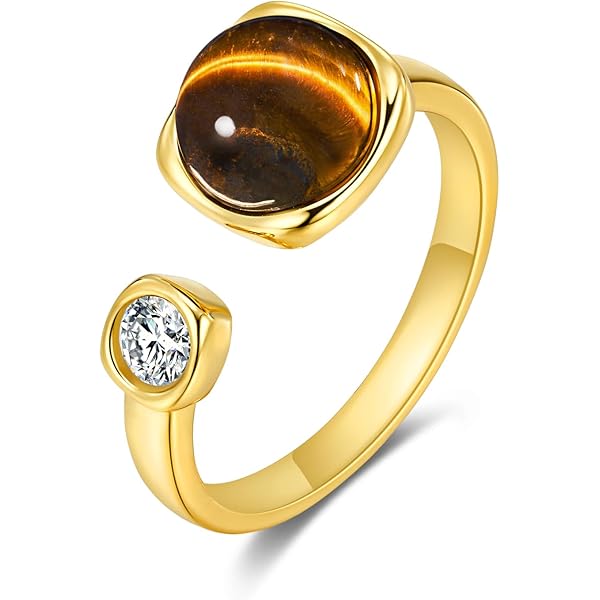 SirDaksh 8.25 Carat Natural Tiger Eye Gemstone Gold Plated Adjustable Ring For Men & Women - View #6