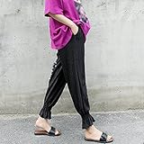 マタニティスキニー ボトムス 産前産後 妊婦 シフォン ロングパンツ リラパン 夏 涼しい イージーパンツ かわいい おしゃれ レディース ウエスト調節機能 (ブラック 黒, M)