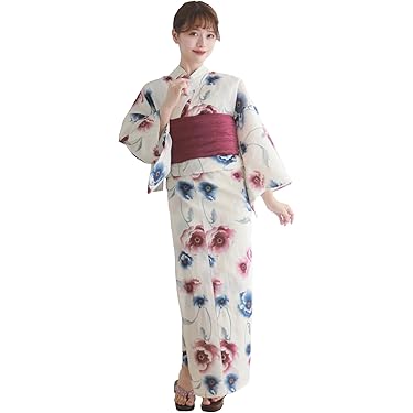さぁ様❤️新品■変わり織染め分け×四季花大人浴衣，半幅帯，特別帯留め付４点セット 5010046911_5.jpg