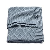 Sonnenstrasse 11 Knitted Diamond Baby Blanket (100 x 150 cm, Blue) by Sonnenstrasse 11