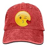 大人 デニム キャップemoji 絵文字 顔 スク ハート 今季最新 ゴルフ キャップ UVカット 紫外線対策 日よけ 小顔効果 プリント付き 無地 レッド