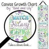 キャンバスGrowth Chart Watch Me Grow Garden Bouquet Flowers Purplesターコイズグリーン女の子寝室赤ちゃん保育園寝室壁アートgc0091