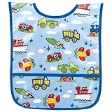 AM PM Kids! Laminated Bib, Planes, Trains, Autos, Small by AM PM Kids!