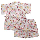 《盛夏 甚平》(ジンベイ) 日本製ベビー女児 リップル生地金魚&花柄衿フリル甚平スーツ 80cm /オフシロ NO.OG-75556