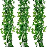 Supla 24パック24 USB人工アイビーシルクGreeneryアイビーVine各Leaves Garland 7.2フィートのウェディングパーティーガーデン壁装飾