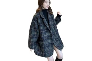 [newNE] マルチ チェック 柄 ショート テーラー コート S～XL レディース