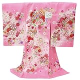 きもの京香 お宮参り 着物 女の子 赤ちゃん 産着 初着 祝い着 ピンク 綸子生地 手鞠 桜 牡丹