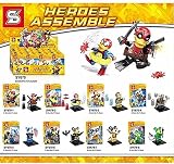 8pcs sy670図デッドプールスパイダーマンSuper Hero Iron Man Thor Duckおもちゃレンガモデル構築ブロックセット