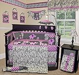 SISI Baby Girl Boutique - Animal Planet Purple - 14 PCS Crib Bedding Set Including Music Mobile by S