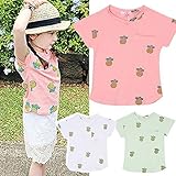 【 韓国スタイル子供服】夏新作半袖 Tシャツ　キッズ /女の子　パイナップル柄/可愛い プリント全2色100/110/120/130/140 Pink,140cm