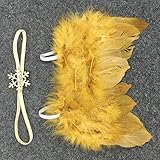 Gold Newborn Baby Feather Angel Wings With Snowflake Hairband Halo Set (Gold) [並行輸入品]