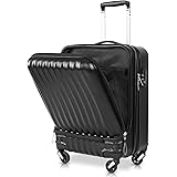 [タビトラ] スーツケース 機内持込 トップオープン フロントオープン 静音 超軽量 可愛い 旅行 ビジネス 出張 キャリーケース 静音 超軽量 ファスナー式 アップグレード ブラック SSサイズ