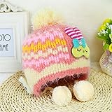 防寒 かわいい ベビー キッズ 赤ちゃん ニット帽子 うさぎちゃん風 ボンボン付き 2017 新製品 apricot