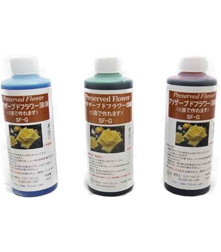 Amazon｜プリザーブドフラワー加工液 3色セット SF-G液 1液タイプ 内容