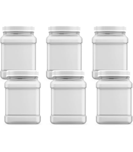 Pinnacle Mercantile Plastic Jars With Lids - 6 Pack 32oz Wide Mouth Food Storage Containers - Made In USA