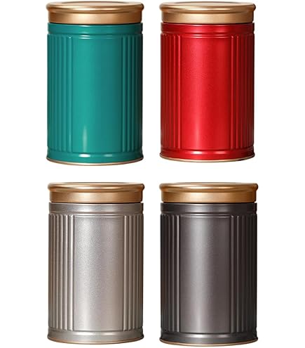 HAN SHENG 6-Piece Tea Storage Tins - Sealed Containers For Coffee, Herbs & Kitchen Pantry Organization