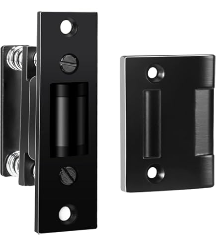 QCAA Heavy Duty Brass Roller Catch - Adjustable Silent Cabinet Latch In Matte Black