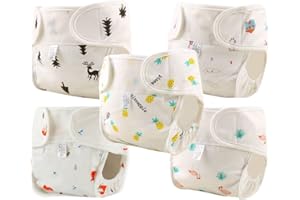 おむつカバー 5枚組 ベビー オムツカバー おむつ カバー パンツ 赤ちゃん 布おむつ 新生児 マジックテープ 出産祝い ギフト 保育園 入園準備 p08 (S)