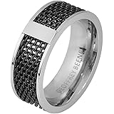 Geoffrey Beene Men's 8mm Stainless Steel Polished Edge Mesh Ring