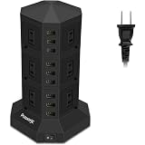 電源タップ 縦型コンセント タワー式 オフィス・会議用 USB急速充電 3m スイッチ付 12口 ３層 Powerjc [並行輸入品]