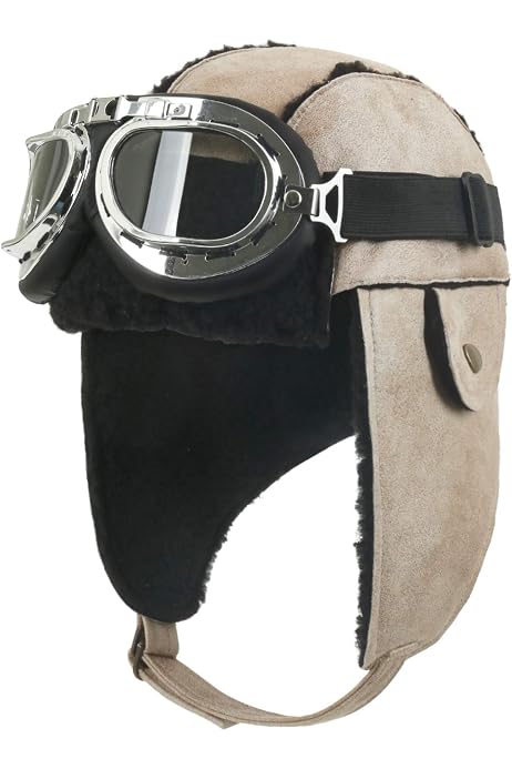 Peicees Vintage Aviator Hat and Goggles 