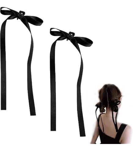 Amazon.co.jp: リボンヘアクリップ4個セット黒色ヘアアクセサリー