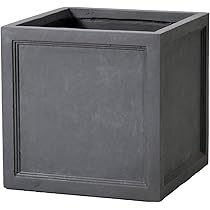 グレー 　ファイバー製プランター 60cm Amazon | 植木鉢 大型 ファイバークレイプロ ラムダ 長角