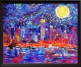 uhomateニューヨーク市スカイラインNYC Skyline Vincent van Gogh starry nightポスターホームキャンバス壁アート記念ギフトベビーギフト子供部屋装飾用リビングル