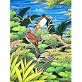 バリアート 絵画 L 縦 『 森の 小鳥達 バンブー 茶』 花鳥風月 アジアン雑貨