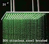 カスケーダ24 Inch Luxury Large Square LED雨バスルームShowerheads Brushedステンレススチール