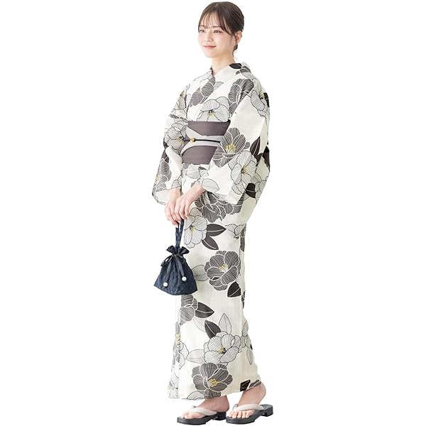 Amazon.co.jp: [dear-japan] 浴衣 LIBERTY柄 花 植物 白 黄緑 リバティ