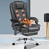 ALFORDSON Office Chair with Massage and Heated Seat, Ergonomic Computer Chair with Footrest Executive Leather Home Desk Chair