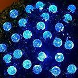 OriGlam 15.75ft 30 LEDs Solar Powered Outdoor Colorful Twinkling Water Drop String Lights for Patio 