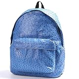 高級感溢れるオーストリッチ調の前ポケット付ラウンドリュック／ブルー
