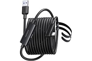UGREEN VR リンクケーブル 5m USB-A to USB-C Quest 3/Quest 3S/Quest 2/Pro/Pico 4 対応 USB3.2 Gen1 5Gbps 高速データ転送 18W急速充電 信号増幅チップ内蔵 90°L字型プラグ PCVR ゲーム用