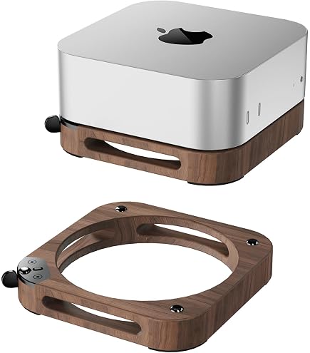 Mac Mini M4 Stand Accessories - Wooden Desk Stand with Cooling Pad