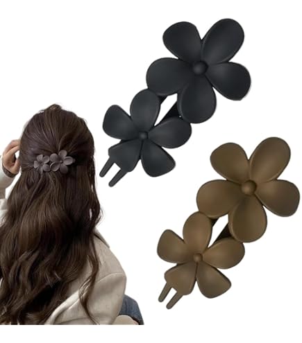 Amazon.co.jp: Hebite サイドバンスクリップ2点セット 髪留め 花形