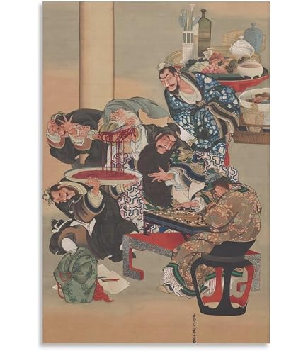 Amazon.co.jp: 葛飾応為 浮世絵 夜桜美人図 56×22cm ポスター 複製