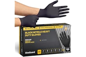 SHIELD RIGHT XtraGuard Black Nitrile Gloves - Heavy Duty, 6 Mil, Disposable, Latex & Powder Free, Chemical & Puncture Resistant, Food Safe, Medical Grade