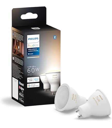 Amazon.co.jp: Philips Hue Smart 60W GU10 LED電球 - 白と色の
